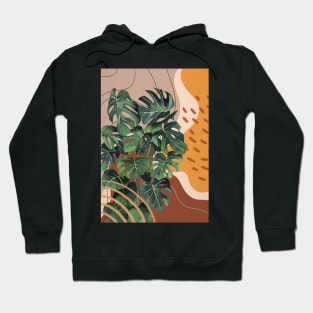 Mid Century Modern, Abstract Monstera Illustration Hoodie